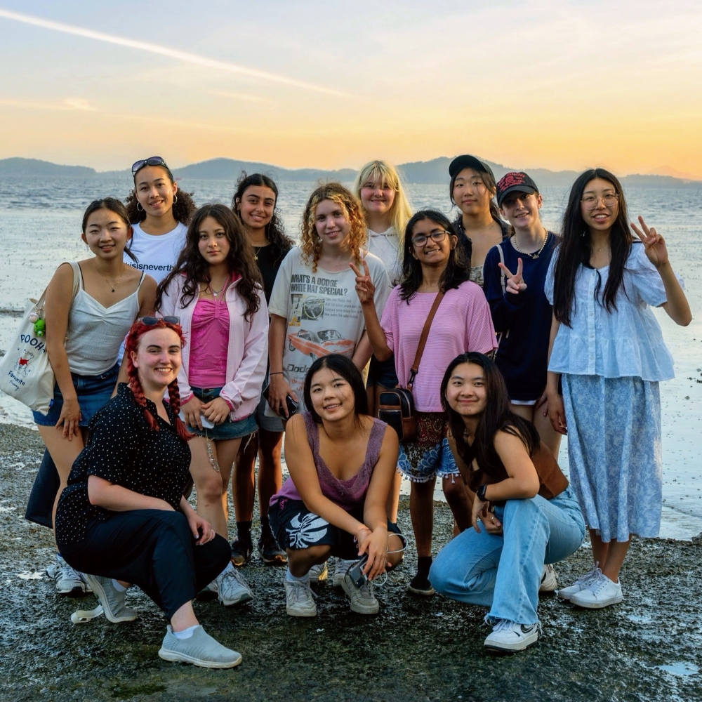 Director Mack leading a group of students at Suncheon Bay