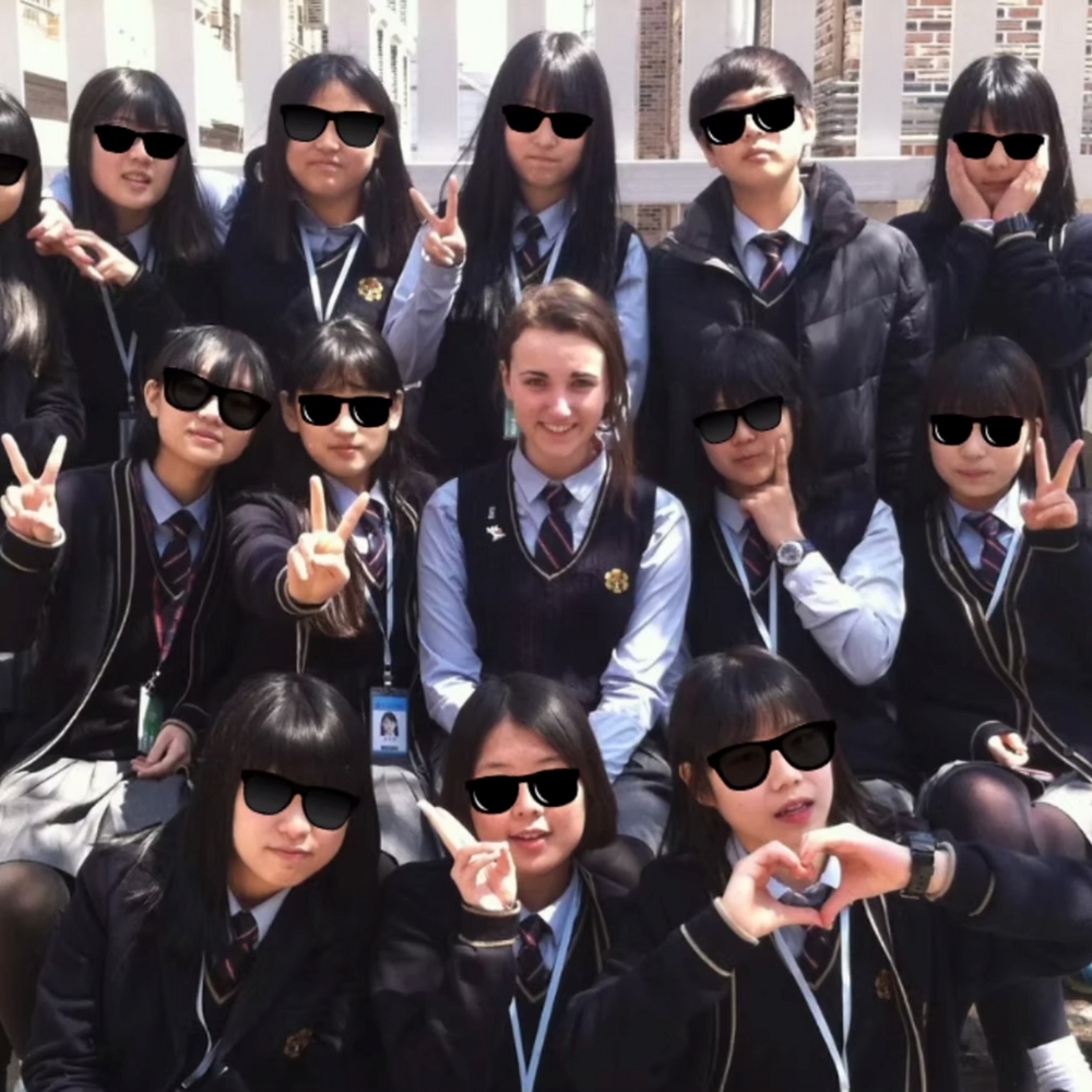 Director Mack at 15 with her classmates at Kijun Girls' High School