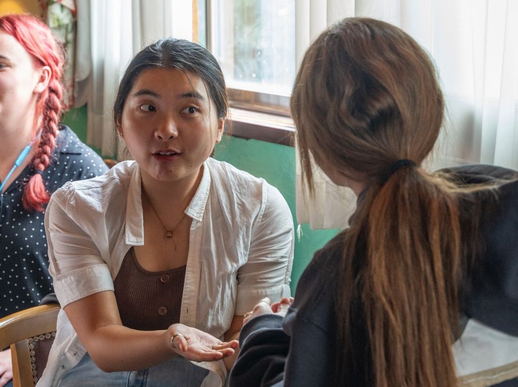 Suncheon SeoulQuest Mentor with Student Candid Serious HZ